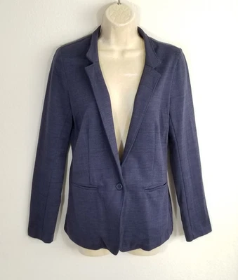 Chaqueta Blazer Banana Republic Mujer Pequeña Azul Marino Espiga Sencillo Pecho Foto 1 de 4