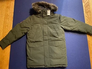 NEW Superdry Parka Jacket Hooded Winter Coat Faux Fur Hood Khaki Green Size M - Picture 1 of 3