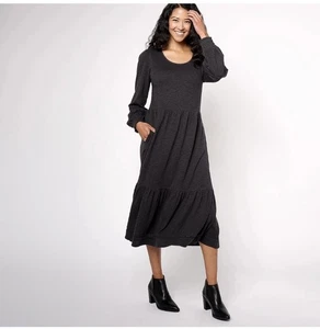 Denim & Co. Canyon Retreat Easy Midi Boot Dress Washed Black Size 1X - Bild 1 von 6