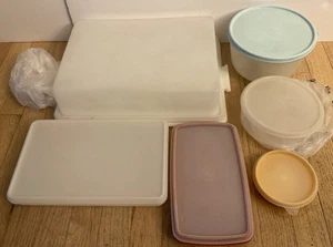 LOT 6 Tupperware storage Rectangular Cake, Deli keeper, Bowls. leftover keepers - Picture 1 of 7