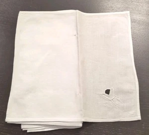 Vtg White Linen Tea Napkins Set of 6 Tulip Cut-out Embroidery New 10" Holiday - Picture 1 of 9