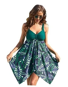 Plus Size Swimsuits Swim Dress Tankini for Women Athletic Two Piece Swimdress - Picture 1 of 7