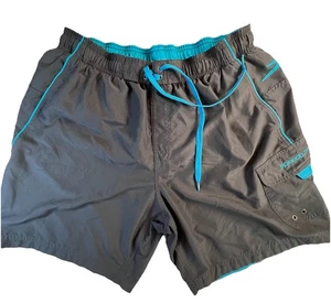 Speedo Men’s Athletic Casual Swim Trunks Size L Grey Board Shorts Aqua Trim - Picture 1 of 12