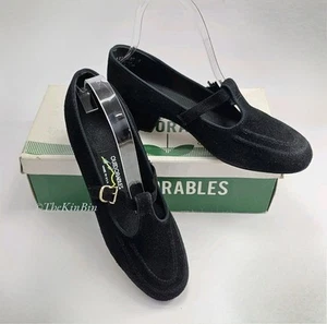 Daniel Green Outdorables Sprinter Black Suede Buckle Heel Womens Sz 7 Vintage - Picture 1 of 23