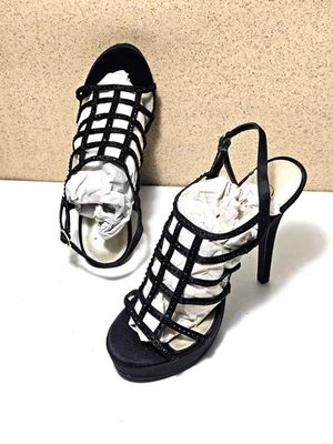 Sandalia de plataforma para mujer Papell talla 5,5, 6 NEGRA con suela de cuero zapatos de tacón de bomba Foto 1 de 4