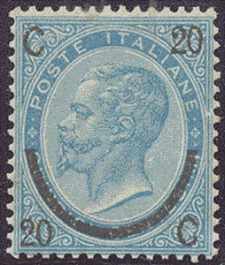 Regno 1865 Ferro di Cavallo III tipo, cat.Sass.n. 25, nuovo linguellato - Imagen 1 de 1