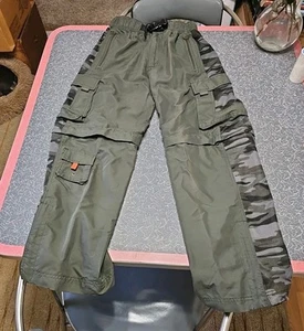 A.P.CO. Boys Youth Convertible Pants Size Large Cargo Green/Grey Hiking Shorts - Picture 1 of 12