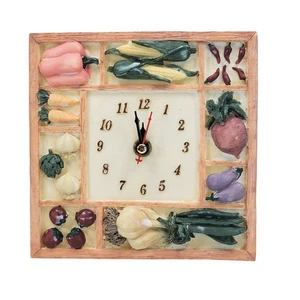 New Wall Clock Kitchen School Office Home Vegetables Shabby Chic Decor Square - Picture 1 of 7
