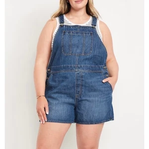 Old Navy Baggy Shortera Denim Overalls XXL Blue Cotton Jean Romper - Picture 1 of 9
