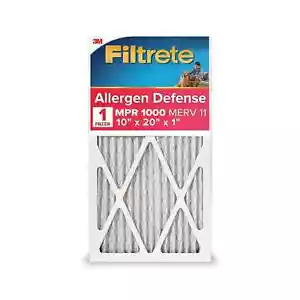 Filtrete 10"x 20"x 1" HVAC Furnace Air Filter MPR 1000 MERV 11 Allergen Defense - Picture 1 of 9