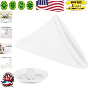 Versatile 8 Pack White Dinner Napkins - Machine Washable & Elegant Finish - Picture 1 of 11