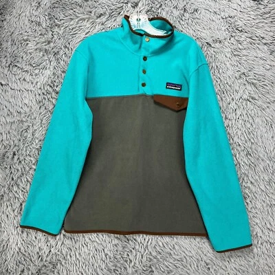 VTG Patagonia Pullover Fleece Men's S Blue Gray Outdoor Gorpcore 1/4 Snap Logo - Image 1 of 4