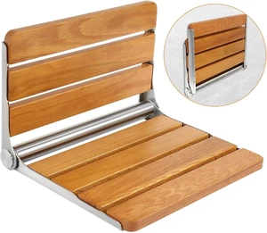 Folding Shower Seat - Wall Mounted Fold down Seat, 440Lb Max Load, Wooden Foldab - Picture 1 of 9