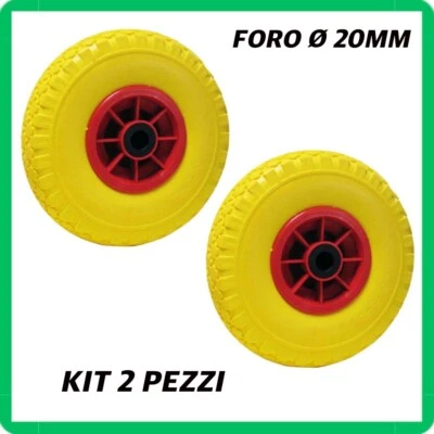 ruote per carrelli piene ruota carrello portapacchi portatutto Ø foro 20mm 2pz - Immagine 1 di 3