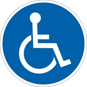 Rollstuhl Rollstuhlfahrer 5-20cm Behinderten Aufkleber rund innenklebend 5080 i - Bild 1 von 1