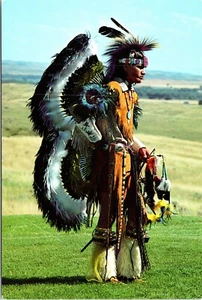 POSTAL Crow Indian con Vestido Nativo Custer Campo de Batalla Montana - Imagen 1 de 2