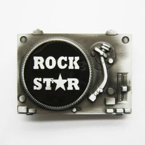 DJ Music Turntable Rock Star Metal Belt Buckle - Picture 1 of 1