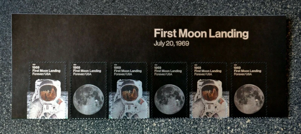 2019USA #5399-5400 Forever First Moon Landing 1969 - Header Strip of 6  Mint - Image 1 of 1