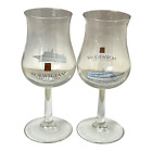2 Norwegian Cruise Line Hurricane Glass Souvenir Stemmed Beer Wine Goblets Set