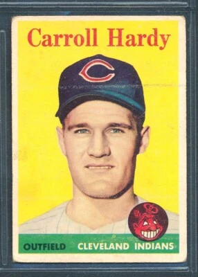 1958 Topps #446: Carroll Hardy Rookie RC impresión corta SP, Cleveland Indians ~ G-VG Foto 1 de 2
