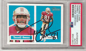 TERRELL OWENS PSA DNA SIGNED 2001 TOPPS HERITAGE CARD #48 49ERS AUTOGRAPH