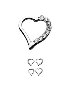 316L Surgical Steel Hinged Septum Clicker Right or Left Heart 5/16", 3/8" 16G - Picture 1 of 3