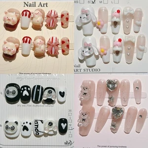 Handmade Cute Cartoon 3D Multicolor False Nails Press on Nails - Picture 1 of 14