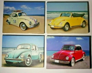 VW Beetle Cars Small Stretched Canvas Pictures 8x6" (20x15cm) Set of 4 - Picture 1 of 2