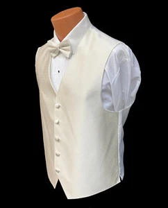Men's Ralph Lauren Ivory Tuxedo Vest & Tie Adjustable Fullback Free Shipping - Picture 1 of 6
