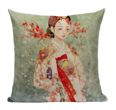 Capa almofada gueixa japonesa JP9 pintura japonesa mulher oriental do Japão - Imagem 1 de 4