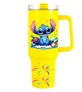 40 oz Tumbler with Handle and Straw, Insulated Stainless Steel Yellow Tumbler - Picture 1 of 5