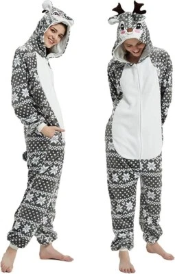 Unisex Reno Adulto Disfraz Hombres Mujeres Ciervo Animal Fiesta Mono Mediano ~NUEVO~ Foto 1 de 3