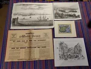 Guernsey Local History Emphera Bundle Newspaper Maps Prints Etc. Channel Islands - Picture 1 of 23