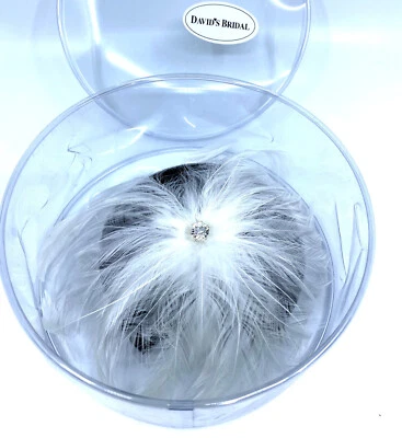  David's Bridal Wedding Ivory Pinwheel Feather Flower Clip Hair Accessory White - Image 1 of 2