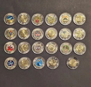 Canada Toonie $2 Dollar Colourized / Non-Colour 23 Coin Set, 2017 - 2024 - Picture 1 of 2