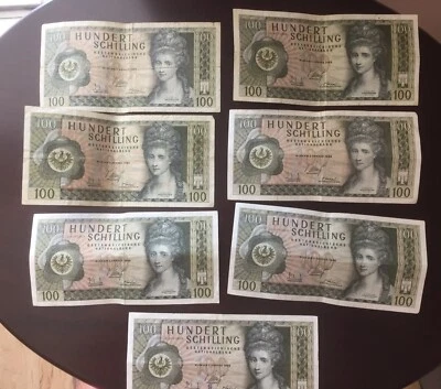 Vintage "Lot of 7" 1969 Austrian National-Bank Hundert Schilling Notes - Image 1 of 4