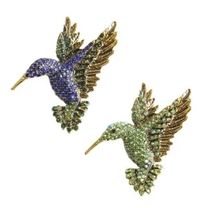 2Pcs Hummingbird Brooch Pin Rhinestone Animal Bird Women Garment Scarf Access... - Picture 1 of 8