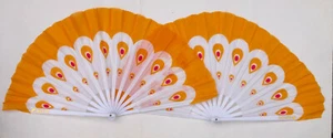 CHINESE MARTIAL ART YELLOW DANCING KUNG FU TAI CHI TRAINING FAN SET - Picture 1 of 1