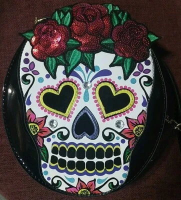 NWT Betsey Johnson Crossbody Purse Sugar Skull Calavera Halloween Día de Muertos - Image 1 of 4