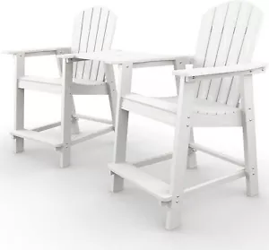Adirondack Chair Patio Chair Tall Stool Single (1) Outdoor Balcony Chair White - Picture 1 of 6