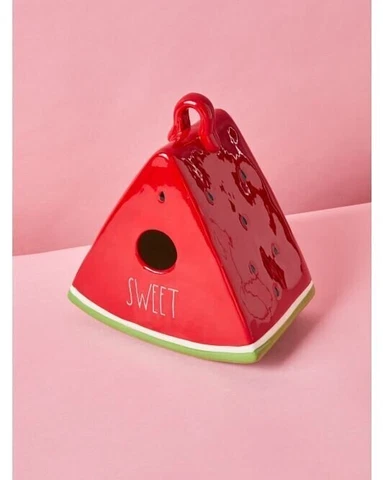 RAE DUNN 8in Sweet Watermelon Shaped Birdhouse Summer BRAND NEW IN BOX Cover