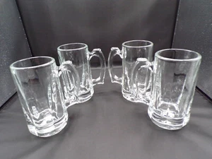 Four Vintage Thumb Print Handle Libbey Beer Mug Heavy Each Near 2lbs 12oz 5" D25 - Picture 1 of 7