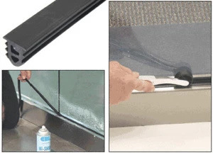 Black Top Rubber Gasket for Laminated Tempered Glass Base Shoe - 100' Roll - Picture 1 of 5