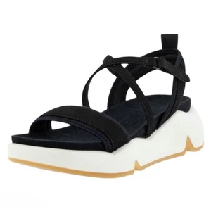 ECCO Womens 7 Black Chunky Ankle Strap Comfort Sport Sandal EUR 38 US 7-7.5 NEW - Picture 1 of 10