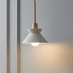 Concrete Pendant Light Fixture, White Industrial Hanging Light, Adjustable Ki... - Picture 1 of 9