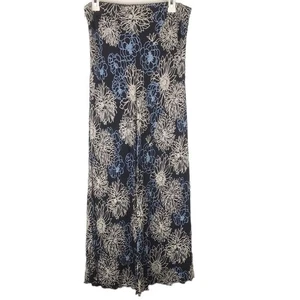 NOS 2003 Old Navy Maxi Skirt Floral Print Line Drawing Black Blue Y2K Size 10 - Picture 1 of 11