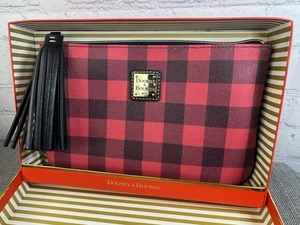 Dooney Bourke Neu mit Etikett rot schwarz Büffel kariert Carrington Tasche neu mit Karton - Bild 1 von 9