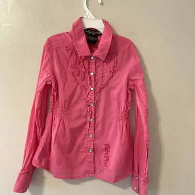 Top con volantes abotonados Baby Phat niñas Y2K deslumbrado talla S Foto 1 de 4