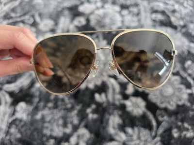 Chanel Goldtone & Leather/Brown Gradient 4194-Q Aviator Sunglasses - image 1 of 4