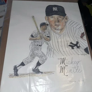 Mickey Mantle American Baseball Centerfielder Skizze signiert von Bernice Batoff - Bild 1 von 1